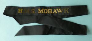 Royal Navy Ship's Cap-tally 'HMS Mohawk'.