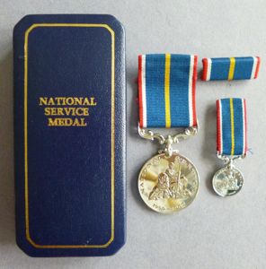 National Service Medal, 1939-1960 in Presentation Case with Miniature and …