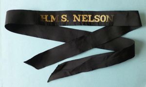 Royal Navy Ship's Cap-tally 'HMS Nelson'.