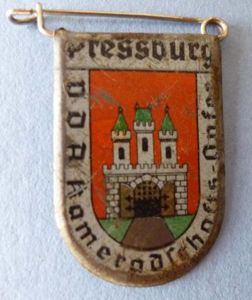 Third Reich : VDA Kameradschafts-Opfer, Pressburg 'Tinnie' Donation badge.