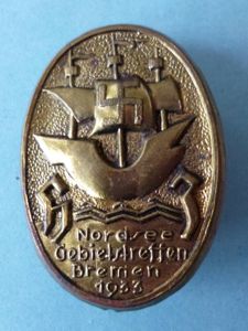 Third Reich : Hitler-Jugend 1933 Nordsee Gebietstreffen in Bremen Event-badge.