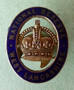 WW1 National Reserve West Lancashire Enamel and Gilt Buttonhole Lapel …