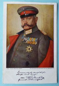 Imperial ; German WW1 Colour Painted Portrait Postcard of Generalfeldmarchall …