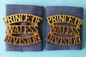 Pair of 'Prince of Wales's Division' Metal Shoulder-titles on Epaulette …