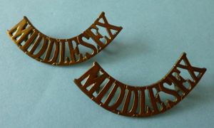 Pair of Middlesex Regiment Brass 'Middlesex' Shoulder-titles.