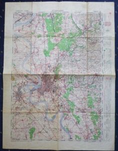 WW2 1944 dated War Office 1:50,000 Map of Düsseldorf area.