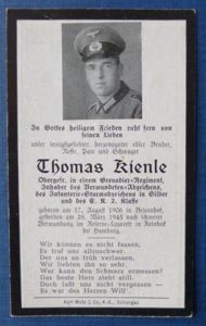 Third Reich : Army Casualty Memorial Card.
