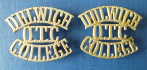 Pair of Dulwich College OTC White-metal Single Shoulder-titles.