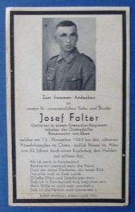 Third Reich : Army Casualty Memorial Card.