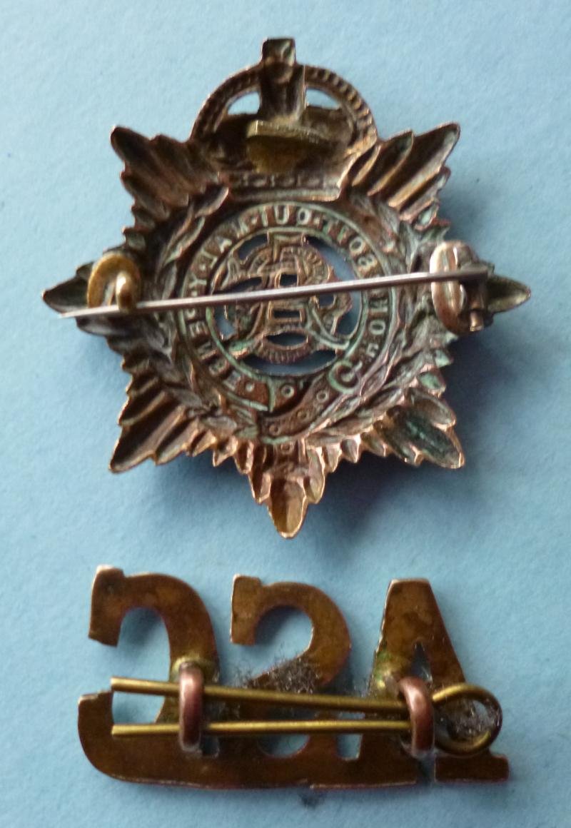 Army Service Corps (ASC) King's crown Cap-badge together with 'ASC' Shoulder-title. — image 2