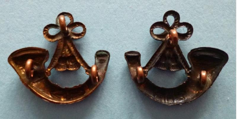 Matching Pair of Blackened Bugle Collar-badges. — image 2