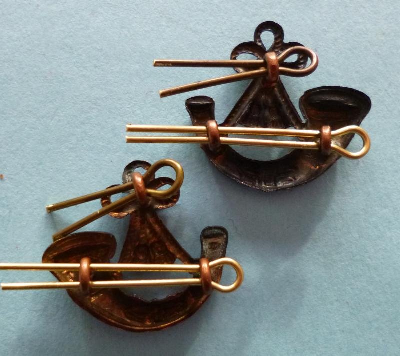 Matching Pair of Blackened Bugle Collar-badges. — image 3