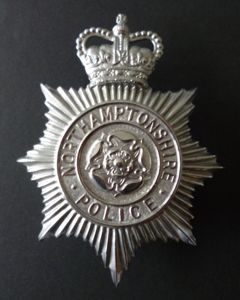 'Northamptonshire Police' Queen's crown Police Helmet-plate.