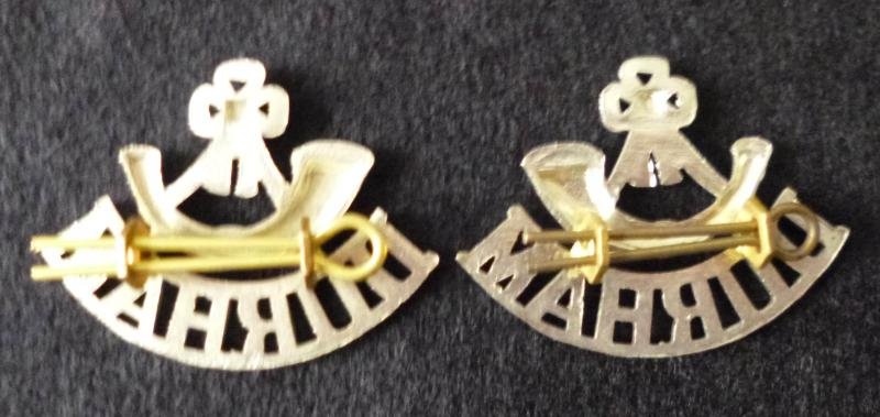 Durham Light Infantry Matched Pair of White-metal 'Durham' / Bugle Shoulder-titles. — image 3