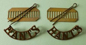 Pair of Hampshire Regiment 'Hants' Brass Shoulder-titles.