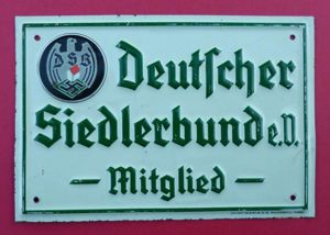 Third Reich : 'Deutscher Siedlerbund e.V' (DSB) Members Door-plate.