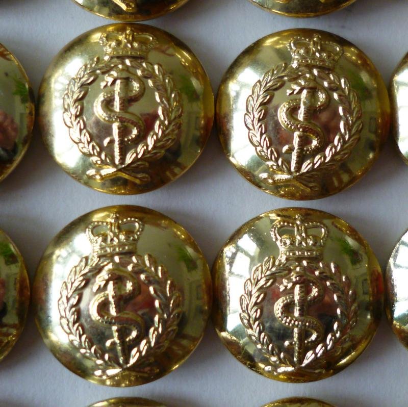 Royal Army Medical Corps Set of 24 Staybrite Queen's crown Buttons, 25mm dia. — image 2