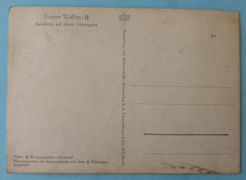 Third Reich : Postcard from the 'Unsere Waffen-SS' Series - 'Kavallerie auf einem Uebungsritt'. — image 2