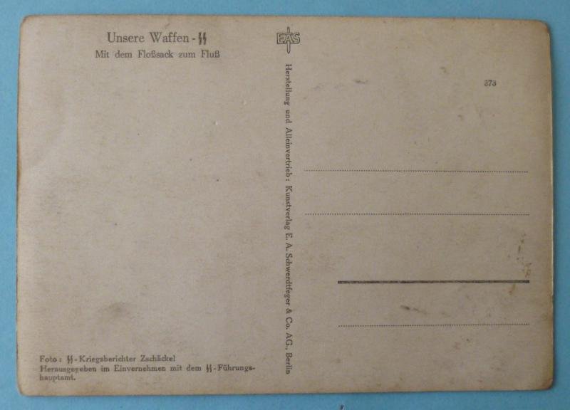 Third Reich : Postcard from the 'Unsere Waffen-SS' Series - 'Mit dem Floßsack zum Fluß'. — image 2