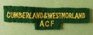 Shoulder Title of the 'Cumberland & Westmorland ACF'.