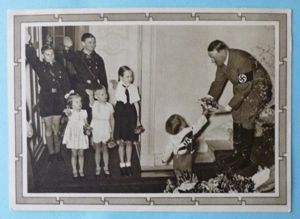 Third Reich : Postcard of Hitler Receiving Posies from Children.