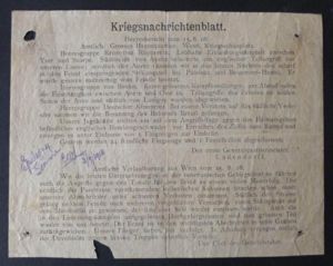 Imperial : German WW1 Original 'Kriegsnachrichtenblatt' (War News Sheet).