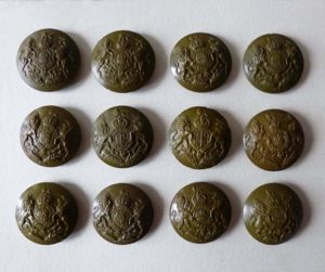WW2 Set of Twelve Olive-green Plastic General Service Buttons.