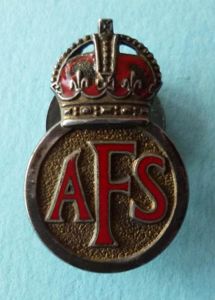WW2 Auxiliary Fire Service 'AFS' King's crown Silver & enamel …
