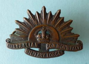 Australian Commonwealth Military Forces (King's crown) Bronze Single Collar Badge.