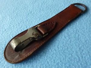 Third Reich : Brown Leather Tear-drop Sword hanger with Nickel-plated …