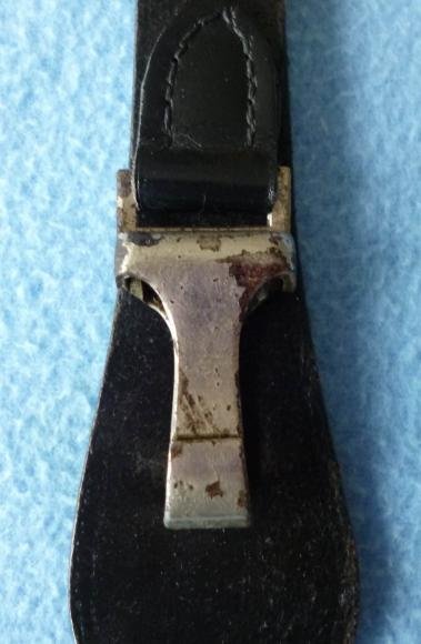 Third Reich : Black Leather Tear-drop Sword hanger with Nickel-plated Fittings. — image 3