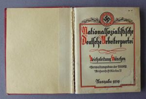 Third Reich : NSDAP Party Second-pattern Membership Book.