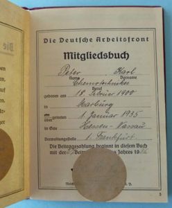 Third Reich : DAF Membership Book for a Chemical Technician …