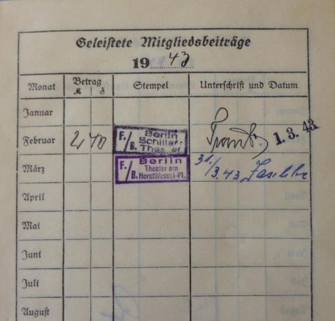 Third Reich : Rare Reichskulturkammer (National Chamber of Culture) Membership card. — image 2