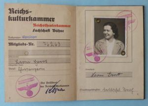 Third Reich : Rare Reichskulturkammer (National Chamber of Culture) Membership …