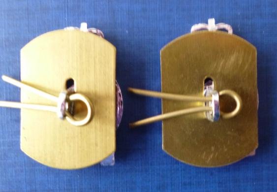 Northumberland Hussars Pair of Staybrite Queen's crown Collar Badges. — image 2