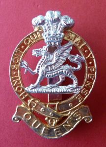 The Queen's Regiment Staybrite Cap-badge.