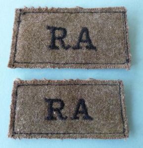 Matched Pair of Royal Artillery 'RA' Slip-on Shoulder-titles.