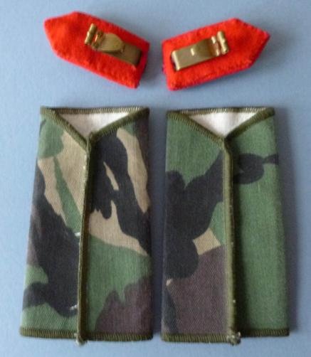 Matched Pair of Army Staff Officer's Clip-on Gorget Patches together with a Pair of Army Cadet Force DPM Rank-slides for a Colonel. — image 2