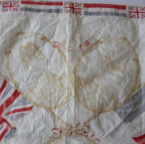 WW1 Commemorative Handkerchief showing Admiral Jellicoe and Admiral de Lapeyrere. — image 2