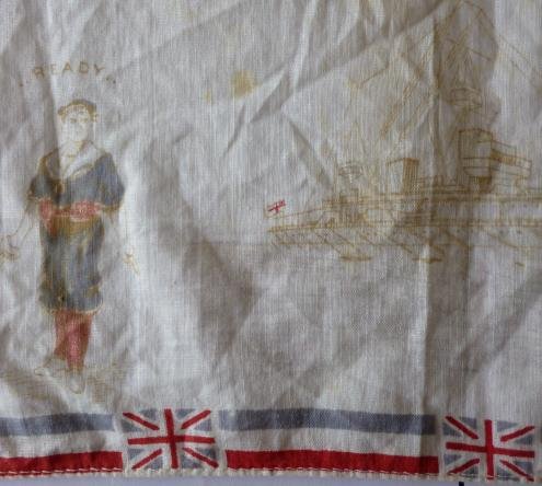 WW1 Commemorative Handkerchief showing Admiral Jellicoe and Admiral de Lapeyrere. — image 3