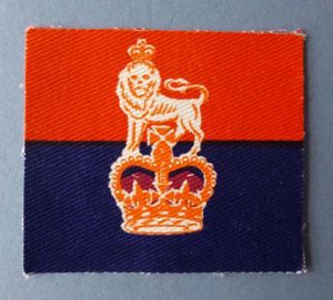 War Office Controlled Units Queen's crown Printed Shoulder Flash.