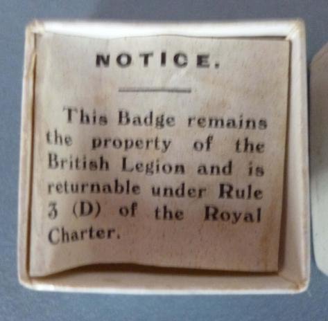 British Legion Serial-numbered Membership badge in Original Titled Box. — image 3