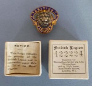 British Legion Serial-numbered Membership badge in Original Titled Box.