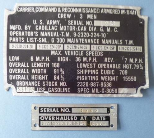 USA : Three Aluminium Plaques from Military Vehicles. — image 2