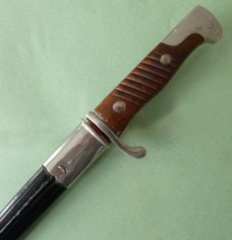 Imperial : German S98nA Walking-out / Dress Bayonet with Leather Scabbard. — image 2