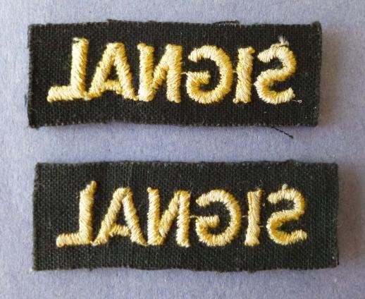 Pair of Civil Defence 'Signal' Cloth Shoulder Titles — image 2