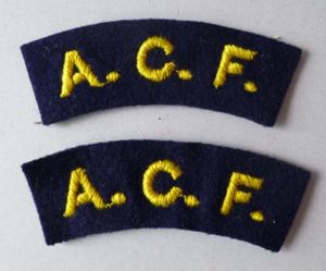 Pair of Army Cadet Force 'A.C.F.' machine-embroidered shoulder titles.