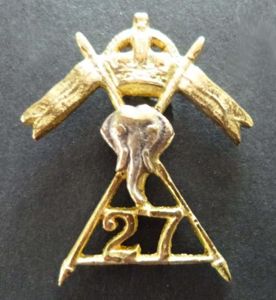 27th Lancers Cap Badge (1941-45). King's crown.