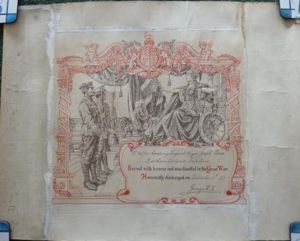 Original 1918 Honourable Discharge Certificate to 22/741 Company Sergeant Major …